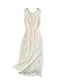 V-neck Hollowed Knitted White Dress