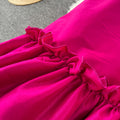 Rose Red Ruffled Hem Satin Skirt