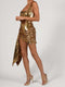 Gold Sequined Pleated Slip Dress