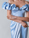 Ruffled Neckline Off-shoulder Satin Dress