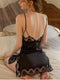 Bow See-through Lace Lounge Dress