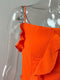 Orange Ruffled Chiffon Slip Dress