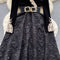 Lace Patchwork Jacquard Velvet Dress
