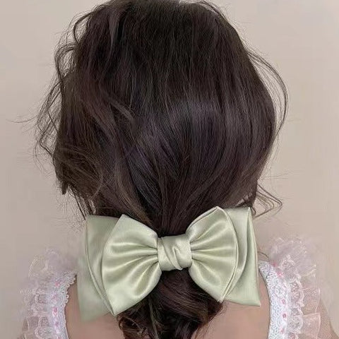 Satin Bow Ribbon Spring Hair Clip