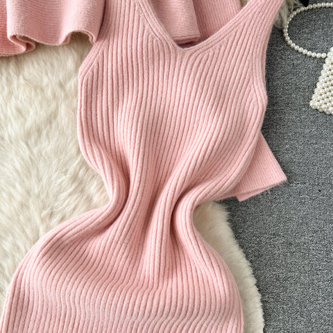 Loose Sweater&Slip Dress Knitted 2Pcs