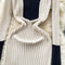 Vintage Color Blocking Knitted Bottoming Dress