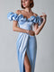 Ruffled Neckline Off-shoulder Satin Dress