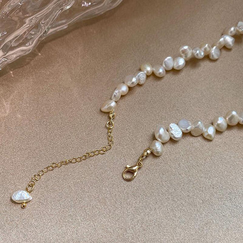 Niche Faux Mini Pearl Sprocket Necklace