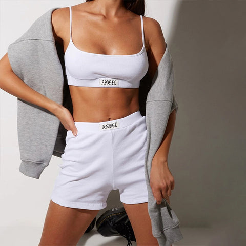 Camisole&Shorts Knitted Sportswear 2Pcs