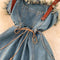 Vintage Fringed Denim Slip Dress