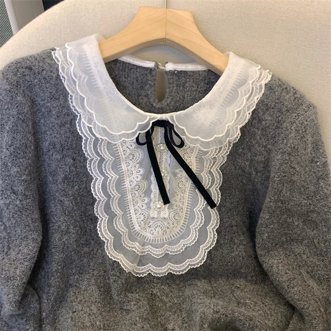 French Style Lace Patchwork Sweater