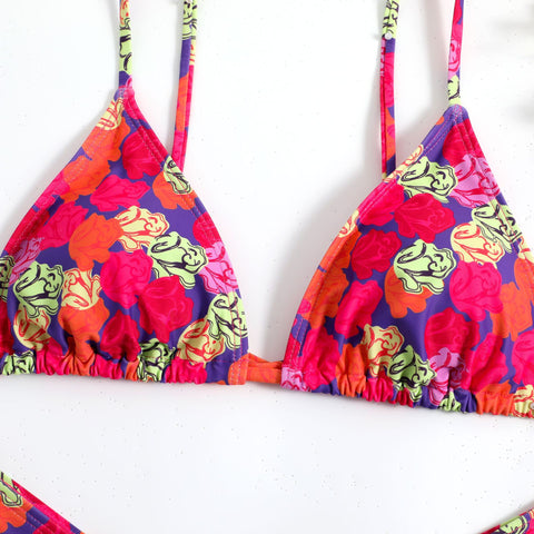 Colorful Floral Printed Halter Bikini