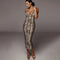 V-neck Snake Printed Slip Dress