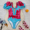 Lace-up Hollowed Floral One-piece Swimwear