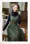 Black Knitwear&Plaid Pinafore Dress 2Pcs