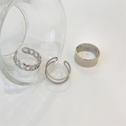 Japanese Style Silver Rings 3Pcs