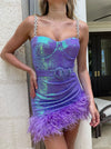 Furry Pendulum Sequined Slip Dress