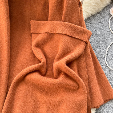 Loose-fit Cardigan&Strapless Dress 2Pcs
