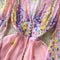 Flared Sleeve Floral Chiffon Dress
