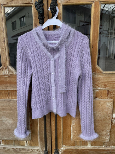 Delicate Solid Color Fluffy Cardigan
