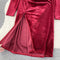 Vintage Pleated Long-sleeve Suede Dress