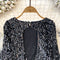 Round Collar Backless Sequined Top