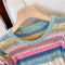 Rainbow Striped Round Neck Knitwear