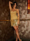Fringed Gold Sequin Slip Dress