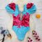 Lace-up Hollowed Floral One-piece Swimwear