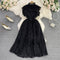 Elegant Sleeveless Ruffled Black Dress