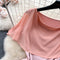 Elegant Chiffon Patchwork Satin Pink Dress
