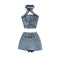 Halter Top&Skirt Denim 2Pcs