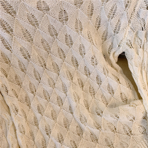 Asymmetric Hollowed White Knitwear