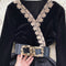 Lace Jacquard Black Velvet Dress