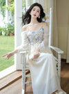 Elegant Off-shoulder Floral Slip Dress