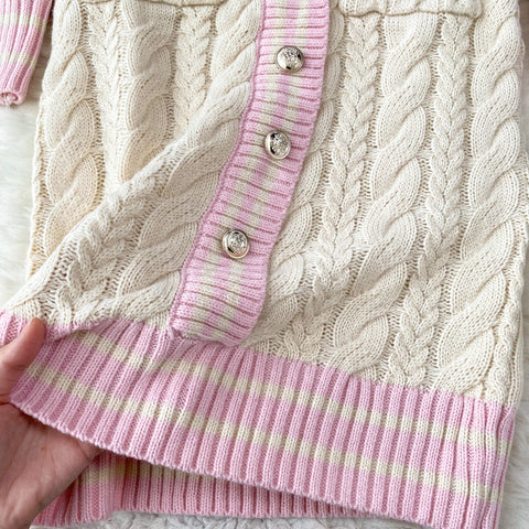 Vintage Color Blocking Striped Knitted Dress