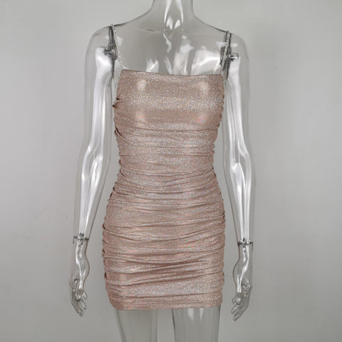 Rhinestone Studded Shiny Party Dress