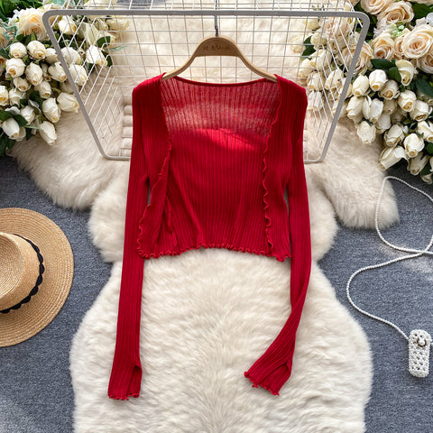 Floral Slip Dress&Red Cardigan 2Pcs