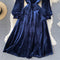 Courtly Flared Sleeve Velvet Dress