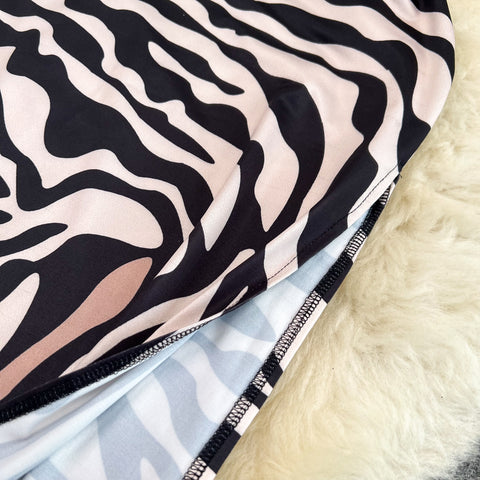 Zebra Printed Split Slip Dress