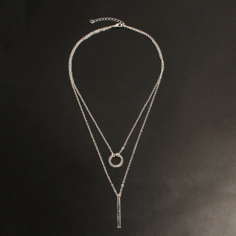 Metal Bar Tassel Layered Necklace