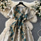 Courtly Crochet Embroidery V-neck Dress