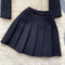 Black Blazer&Pleated Skirt Premium 2Pcs