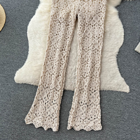 Bohemian Style Hollowed Crochet Knitted Trousers