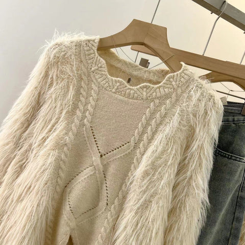 Niche Furry Fringed Thermal Sweater