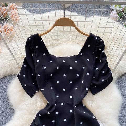 Polka Dot Black Fishtail Dress