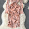 V-neck Pleated Tie-dye Printed Dress