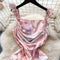 Tie-dye Pleated Sleeveless Fishtail Dress