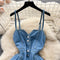 Chic Single-breasted Denim Camisole Dress