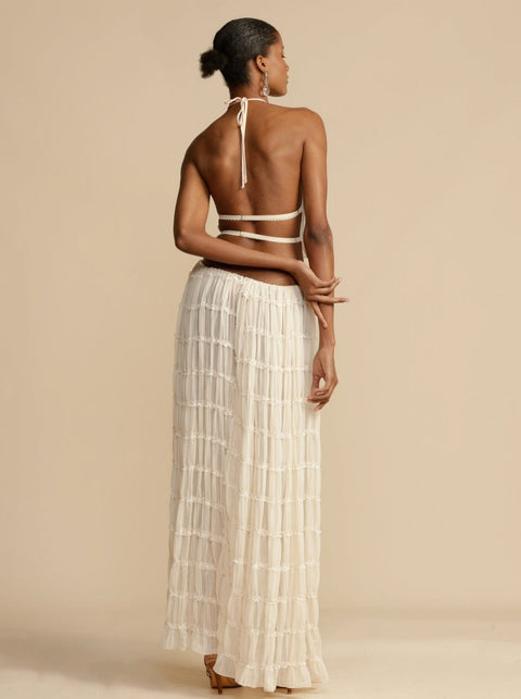 Halter Top&Pleated Skirt Chiffon 2Pcs